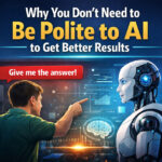 be polite to AI concept showing human interacting with artificial intelligence for better results