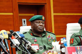 Olufemi Oluyede addressing media during defence briefing in Nigeria