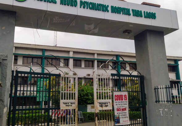 Front gate of Federal Neuropsychiatric Hospital also known as Yaba Left Hospital Lagos, a medical facility that treats mental health challenges and systemic inefficiencies