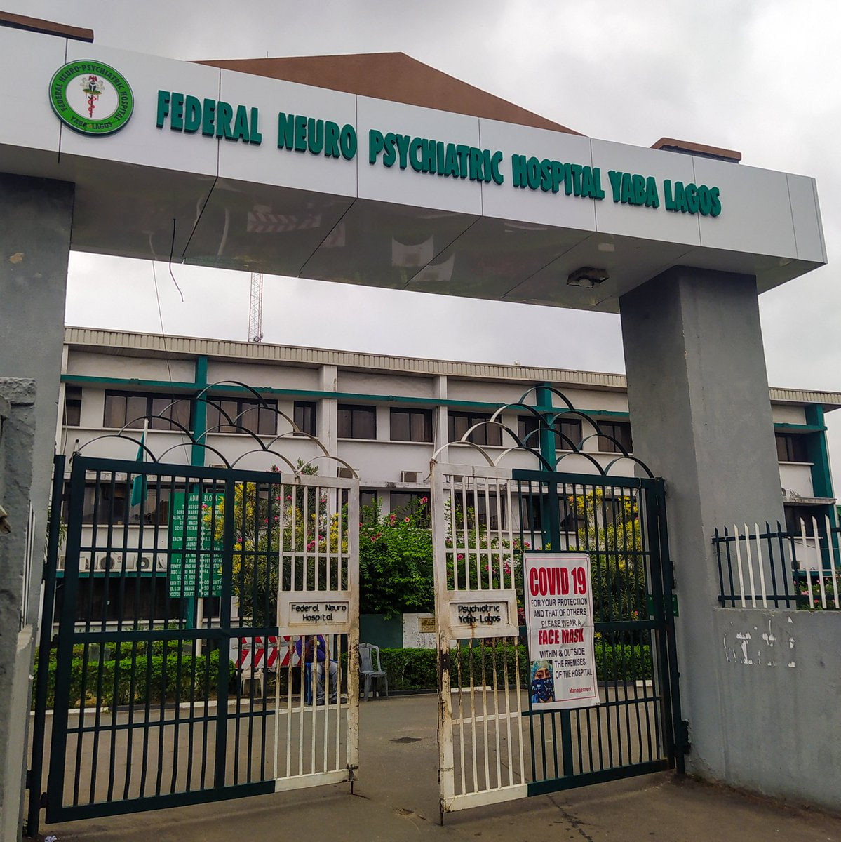 Front gate of Federal Neuropsychiatric Hospital also known as Yaba Left Hospital Lagos, a medical facility that treats mental health challenges and systemic inefficiencies
